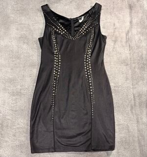 Black Studded Body Con Mini Dress